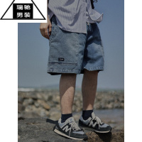 希杰狮王危机青年 日系cityboy水洗工装牛仔短裤男女 宽松直筒口袋五分裤