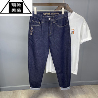 希杰狮王夏季薄款原色牛仔裤男2023年新款潮流宽松小直筒百搭休闲九分裤男