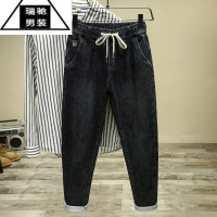 希杰狮王春秋薄款宽松弹力小脚长牛仔裤男潮牌松紧腰带无铁休闲百搭哈伦裤