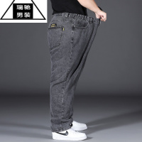 希杰狮王夏季宽松牛仔裤男休闲直筒大裤脚胖子肥佬弹力长裤子新款男装潮胖