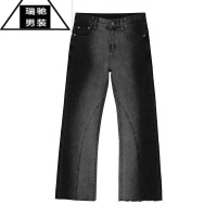 希杰狮王设计感宽松扎染渐变牛仔裤男女美式高街毛边微喇叭裤宽松显高显瘦