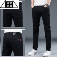 希杰狮王香港夏季薄款黑色牛仔裤男冰氧吧修身直筒弹力九分裤男士休闲裤子