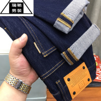 希杰狮王养牛原色牛仔裤男秋季高端潮流蓝色纯色弹力修身小脚长裤夏季薄款