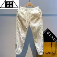 希杰狮王钢印冰丝裤子男夏季薄款宽松五分短裤运动裤美式潮牌速干休闲长裤