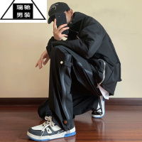 希杰狮王美式冲锋裤子男春夏款潮牌运动登山裤宽松大码高街直筒休闲工装裤