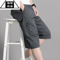 希杰狮王夏季男士七分裤爸爸短裤中老年宽松休闲中裤薄大裤衩7分马裤