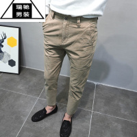 希杰狮王九分休闲裤男修身小直脚韩版潮流简约百搭工装裤子棉质高端四季款