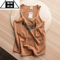 希杰狮王工厂直供 单穿打底皆可 夏男士水洗印花百搭休闲背心无袖T恤