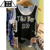希杰狮王美式篮球背心速干无袖T恤冰丝运动宽松跑步短袖训练健身沙滩球衣