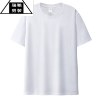 希杰狮王短袖T恤男美式厚实不透宽松情侣纯白色圆领女打底衫
