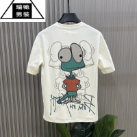 希杰狮王青蛙图案短袖T恤男2023年夏季新款青年潮牌个性休闲体恤半袖