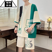 希杰狮王夏季青少年大童男孩短袖t恤16初中学生12男装运动套装15岁13帅气