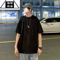 希杰狮王美式星空短袖t恤男款高街衣服体恤夏季宽松男士半袖