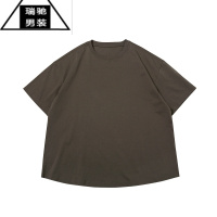 希杰狮王危机青年复古廓形纯色基础T恤男日系休闲cityboy圆领宽松大码短袖