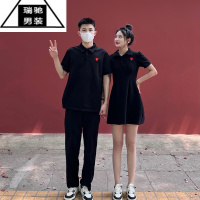 希杰狮王日系小polo衫男一衣一裙简约情侣装网红痞帅高街短袖T恤时尚裙子