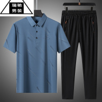 希杰狮王爸爸夏装t恤短袖中老年运动套装男50岁60夏季爷爷老年父亲节衣服