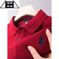 希杰狮王男士短袖T恤喜爸爸夏装红色polo衫上衣父亲本命年结婚宴婚礼服装