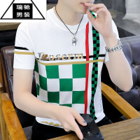 希杰狮王夏季冰麻短袖T恤男2023夏装新款弹力伊力特针织上衣欧版高端体恤