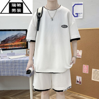 希杰狮王短袖t恤男夏季青少年冰丝运动两件套装初中高中学生酷帅大童衣服