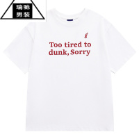 希杰狮王夏季夏款美式复古英文印花标语t恤白色运动短袖男宽松