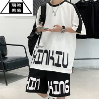 希杰狮王夏装12-15岁初中学生短袖t恤运动套装男青少年男孩大童男装帅气潮