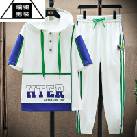 希杰狮王青少年短袖t恤胖男孩12-15岁初高中学生13冰丝运动套装14大童夏装