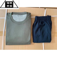 希杰狮王户外体能训练服套装 夏季作训短袖短裤速干透气宽松圆步t恤男