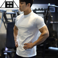 希杰狮王肌肉健身运动短袖时尚圆领T恤速干男透气训练服宽松休闲上衣夏季