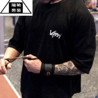 希杰狮王弹力宽松肌肉训练衣服夏健身运动大码透气T恤短袖男士跑步半