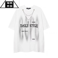 希杰狮王美式街头项链短袖t恤男夏季潮牌宽松上衣hiphop高街情侣体恤