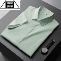 希杰狮王夏季短袖衬衫男士冰丝薄款高级竹纤维商务休闲2023春秋款长袖衬衣