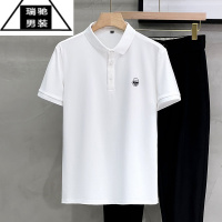 希杰狮王2022新款趣味刺绣polo衫男短袖男士上衣夏季日系港风潮流翻领t恤