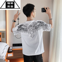 希杰狮王短袖t恤男2023新款夏季宽松潮牌ins梦想之翼翅膀痞帅炸街夏装体恤