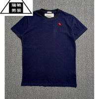 希杰狮王美式经典男士重工水洗棉小鹿标净色款修身圆领短袖打底T恤