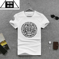 希杰狮王欧洲站半袖男装欧美潮牌短袖t恤男时尚圆领图腾夏大码ins上衣