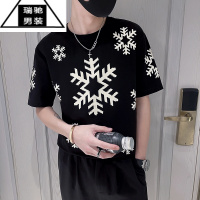 希杰狮王短袖T恤男2023夏季新款潮流体恤ins潮牌休闲百搭男士半袖衣服