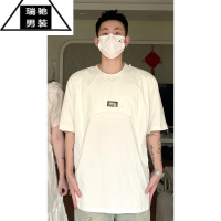 希杰狮王小众设计感情侣装夏季韩版短袖t恤男白月光连衣裙法式一裙一衣潮