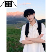 希杰狮王dk男生日系少年感衬衫高级感短袖学院风白色衬衣夏季工装外套