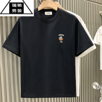 希杰狮王欧洲站时尚潮牌轻奢男T恤短袖青年刺绣体恤网红圆领宽松半袖
