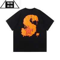 希杰狮王高街夏季国潮简约字母印花宽松圆领休闲情侣短袖T恤男女装潮牌