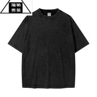 希杰狮王运动短袖男女宽松百搭美式水洗做旧健身半袖圆领休闲T恤