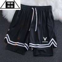 希杰狮王维动美式篮球短裤男三分不过膝夏季假两件速干高弹训练透气运动裤