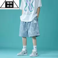 希杰狮王扎染运动短裤男2023夏季五分裤ins潮流印花字母休闲宽松五分裤子