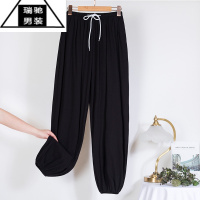 希杰狮王棉绸灯笼裤男士休闲运动晨练防蚊裤宽松大码女舞蹈裤人造棉长裤