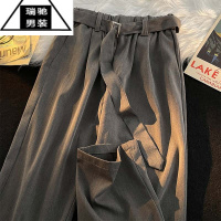 希杰狮王春秋直筒西裤男垂感潮牌宽松百搭高级感休闲坠感腰带韩版西装裤子