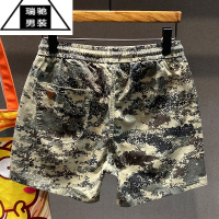 希杰狮王新款痞帅迷彩四分休闲短裤男夏季薄款潮流宽松潮牌ins弹力沙滩裤