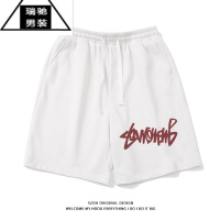 希杰狮王欧美风个性字母印花运动短裤男女夏季新款百搭情侣直筒阔腿五分裤