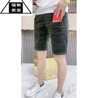 希杰狮王2023新款休闲短裤男夏季宽松直筒五分裤韩版潮流灯芯绒六兜工装裤