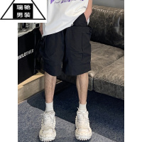 希杰狮王夏季潮款直筒宽松休闲短裤男士潮牌工装口袋五分裤痞帅运动沙滩裤
