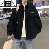 希杰狮王男士衬衫夹克春季高品质青少年新款工装开衫外套日系休闲薄款春装